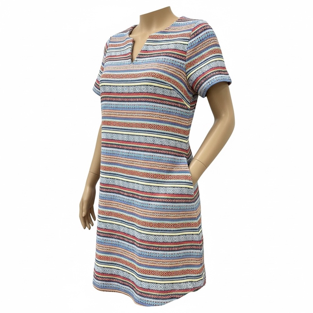 Vintage Striped Short Sleeve Cotton Dress by Jondie Size S - Picture 2 of 10
